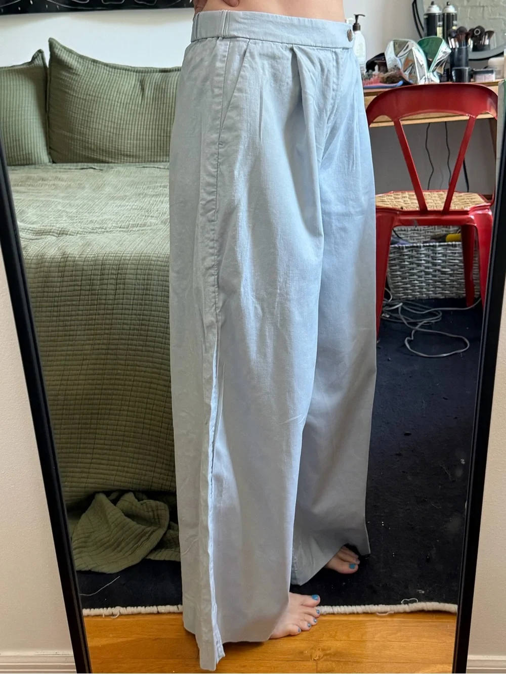 Light blue, wide leg, linen pants from Banana Republic Factory
